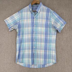 IZOD Shirt Mens Large Blue Button Down‎ Short Sleeve Lightweight Casual Outdoor